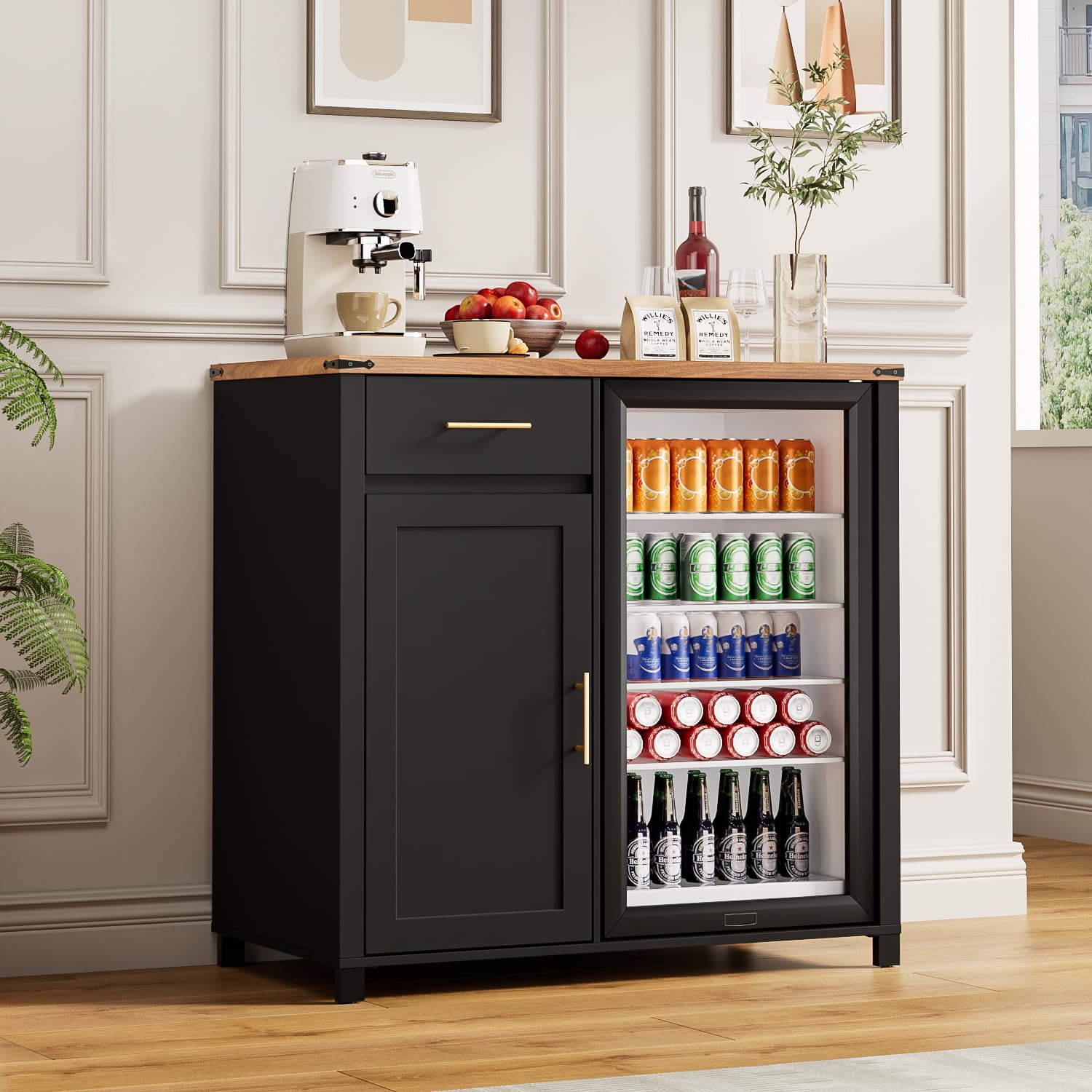 Home Bar And Fridge - 39-дюймовый кофейный барный шкаф с местом