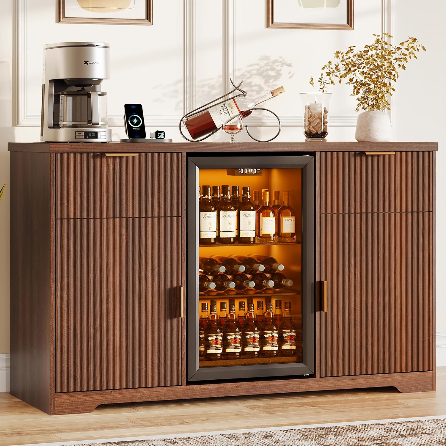 Home Bar And Fridge - 55-дюймовый кофейный барный шкаф с зарядной