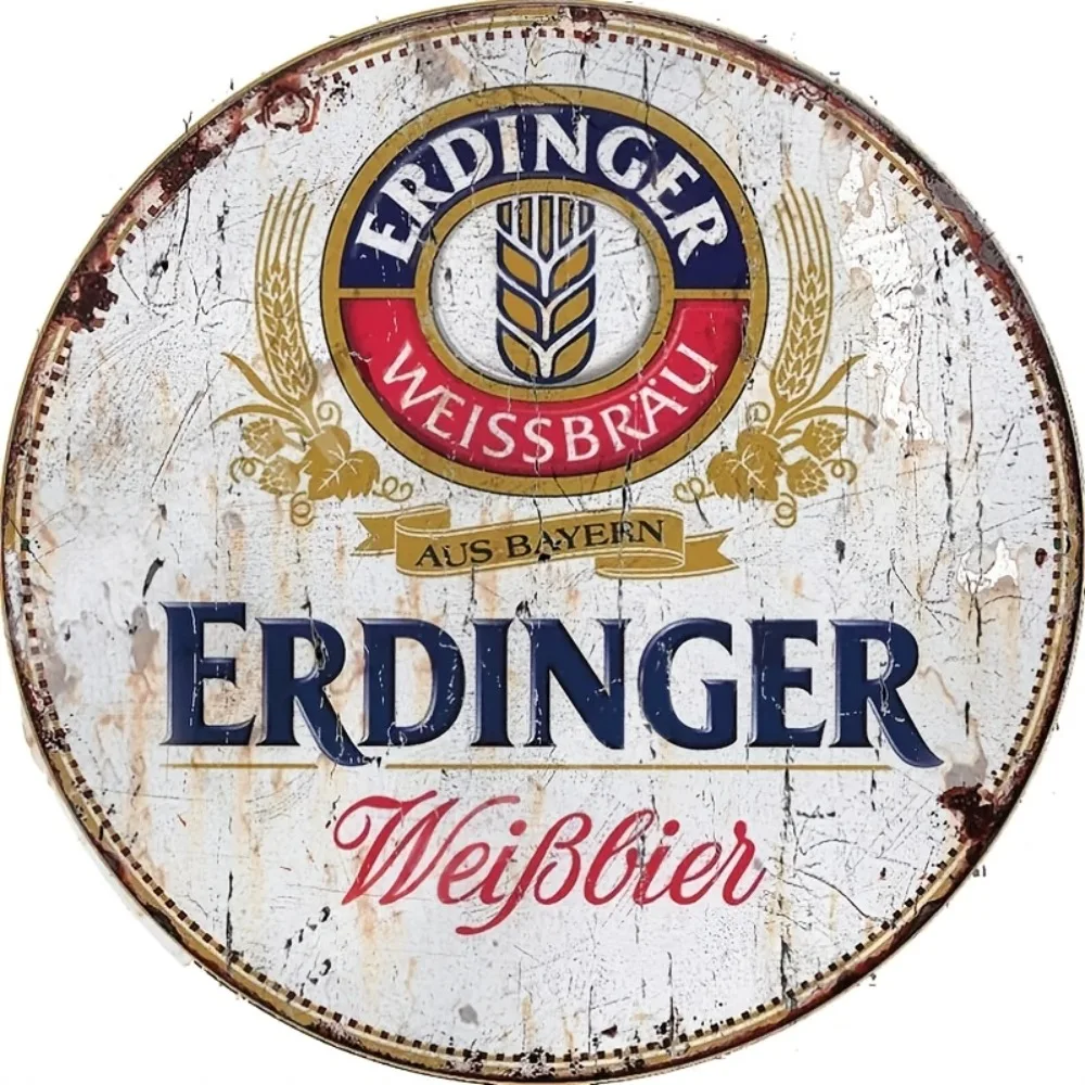 Home Bar Accessories - Винтажная круглая алюминиевая вывеска Erdinger Beer
