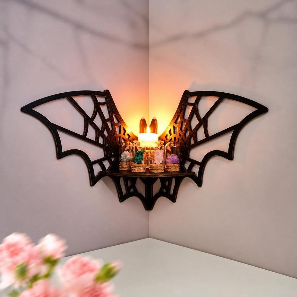 Home Bar Shelf - Деревянная угловая полка с ажурным узором,